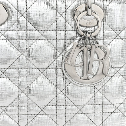 Christian Dior Metallic Grained Calfskin Cannage Small Lucky Badges My Lady Dior Silver 8 of 11