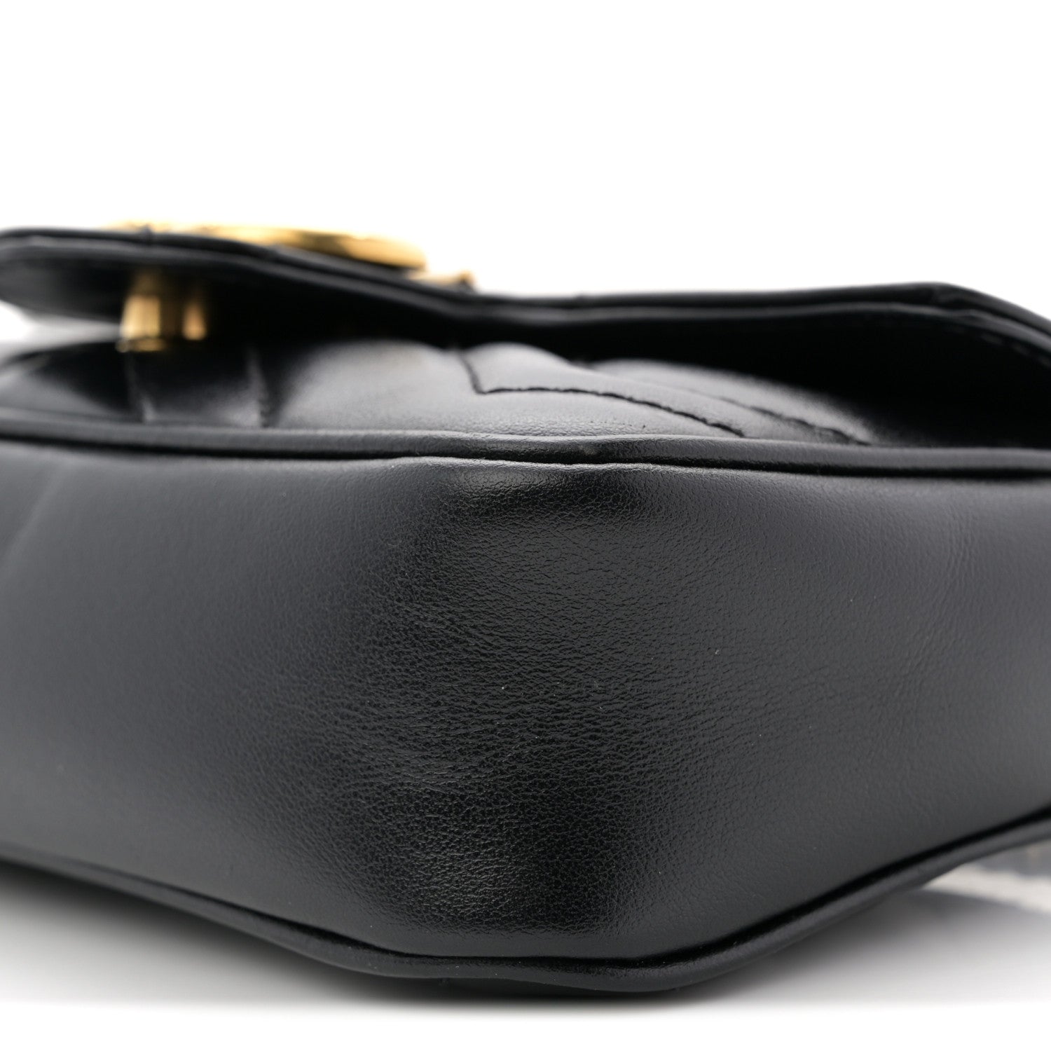 Gucci Calfskin Matelasse Super Mini GG Marmont Shoulder Bag Black 10 of 11