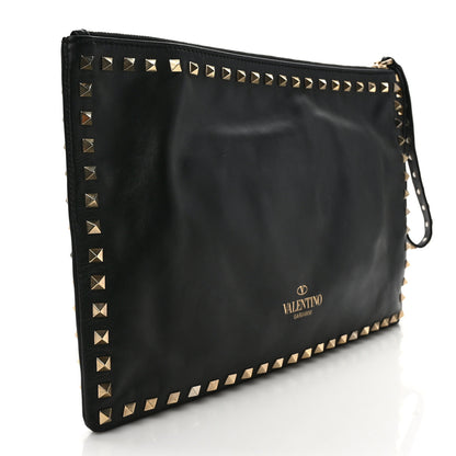 Valentino Garavani Vitello Large Rockstud Zip Wristlet Pouch Black 3 of 6