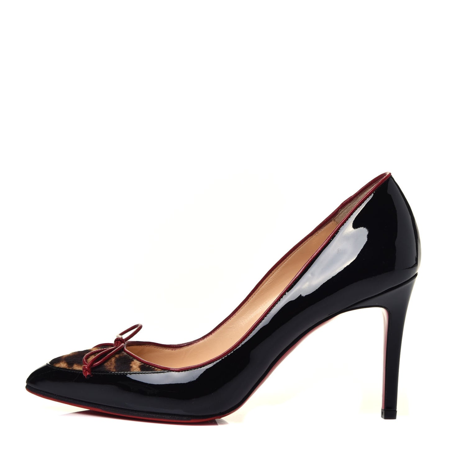 Patent Calf Hair Leopard Print Pump 37 Black