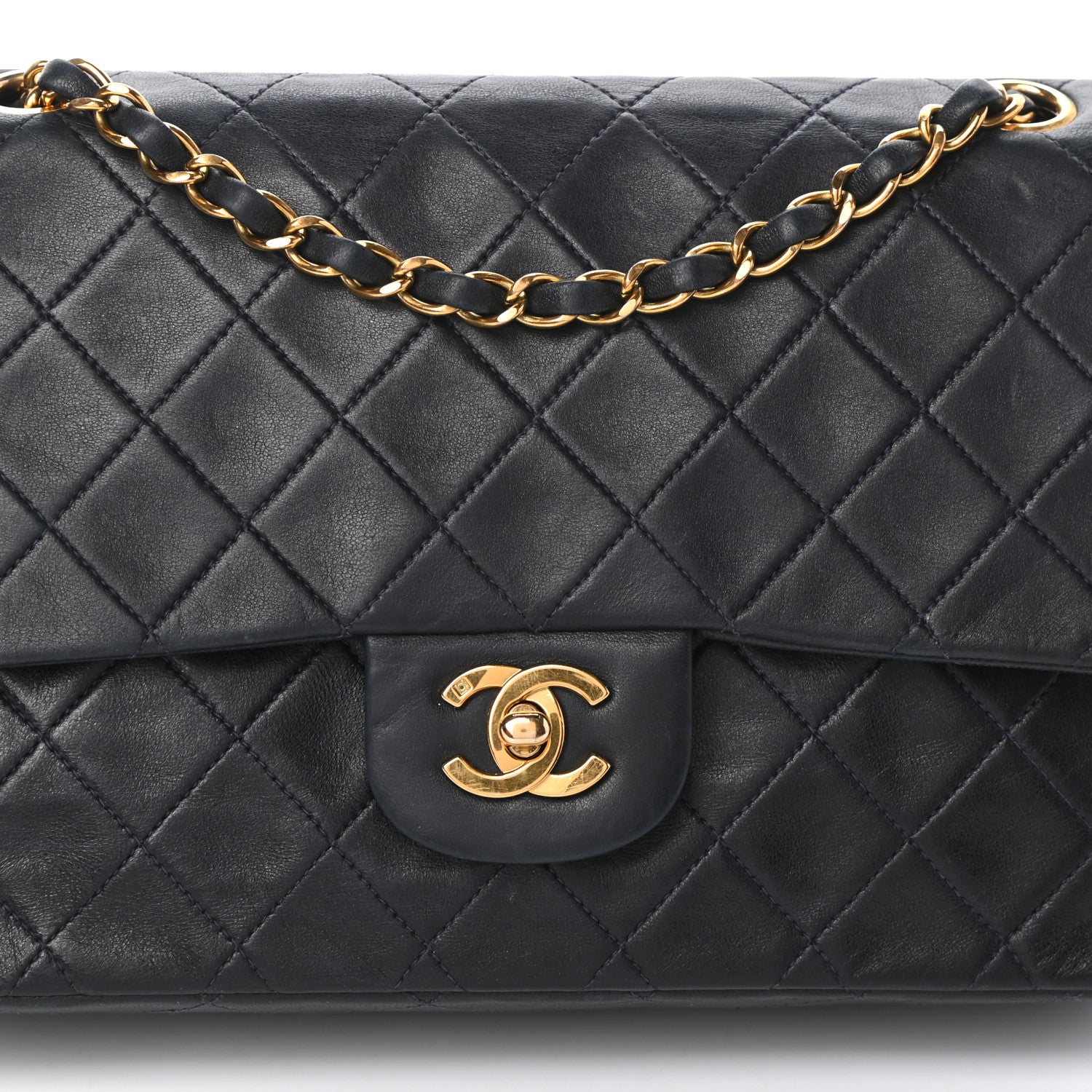 Chanel Lambskin Quilted Medium Double Flap Navy 8 of 10