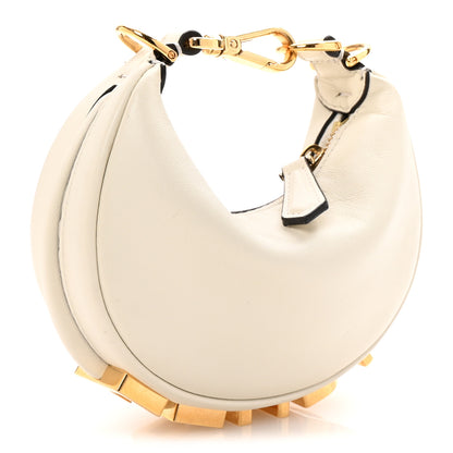 Fendi Vitello Grace Matte Nano Fendigraphy Hobo Charm White Ice 3 of 8
