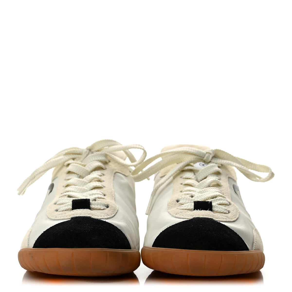 Calfskin Embossed Suede Sneakers 38.5 White Black