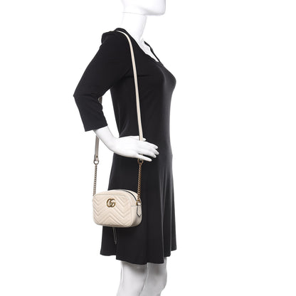 Gucci Calfskin Matelasse Mini GG Marmont Chain Shoulder Bag White 2 of 11