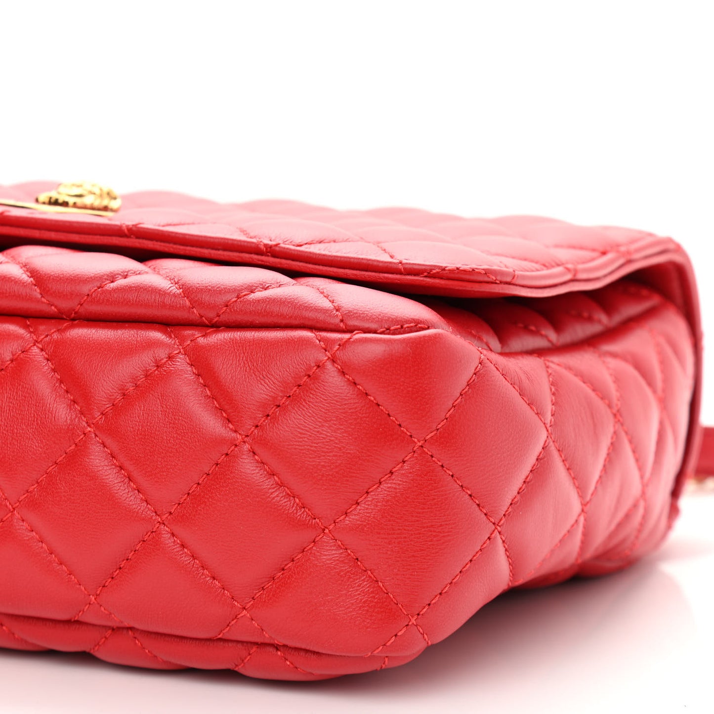 Nappa Quilted Medusa Chain Crossbody Red
