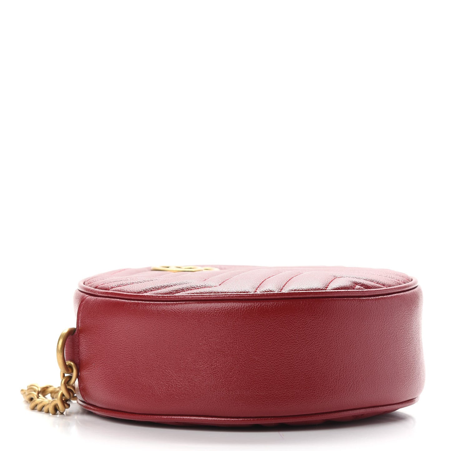 Glazed Calfskin Matelasse Heart Mini GG Marmont Round Shoulder Bag Romantic Cerise