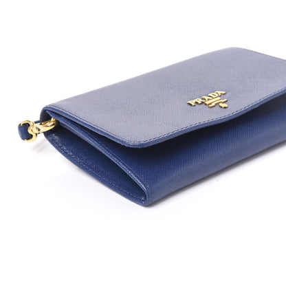 Prada Saffiano Metal Wristlet Wallet Bluette 5 of 8
