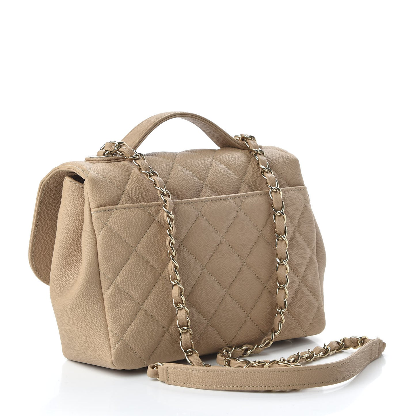 Caviar Quilted Medium Business Affinity Flap Beige
