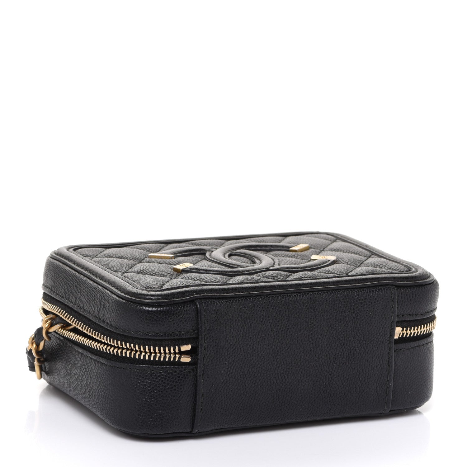 Chanel Caviar Quilted CC Filigree Vanity Clutch With Chain Black 4 of 11