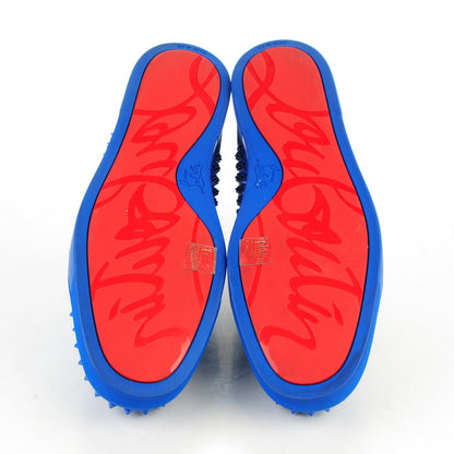 Christian Louboutin Mens Suede Louis Spikes Flat Sneakers 47 Electric Blue 5 of 6