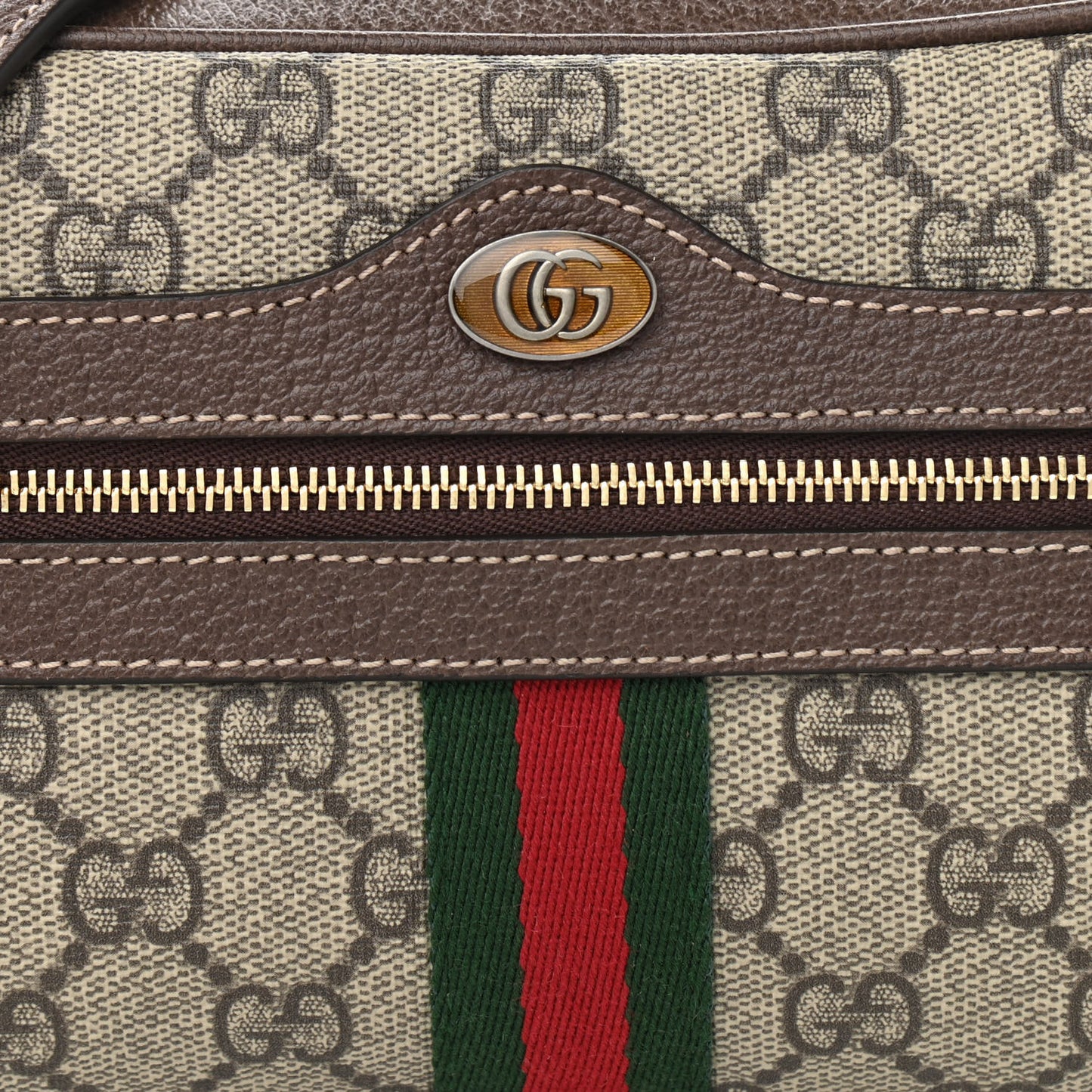 GG Supreme Monogram Web Mini Ophidia Shoulder Bag Brown
