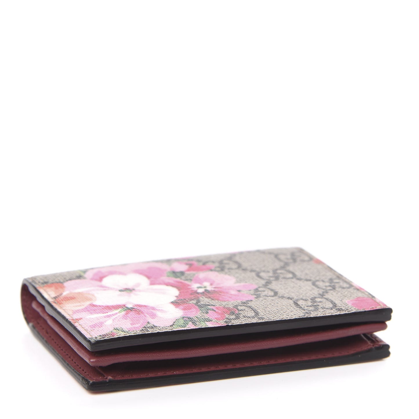 GG Supreme Monogram Blooms Card Case Beige Multicolor Dry Rose