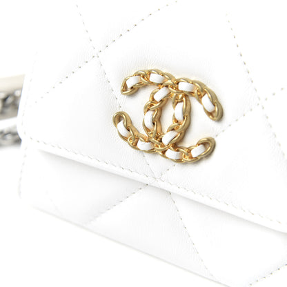 Chanel Lambskin Quilted 19 Flap Coin Purse With Chain White 11 of 12