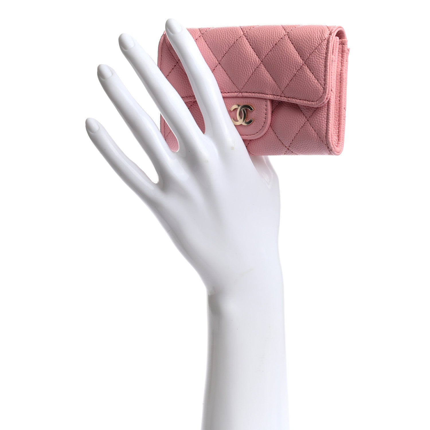 Chanel Caviar Quilted Flap Card Holder Wallet Light Pink 2 of 8