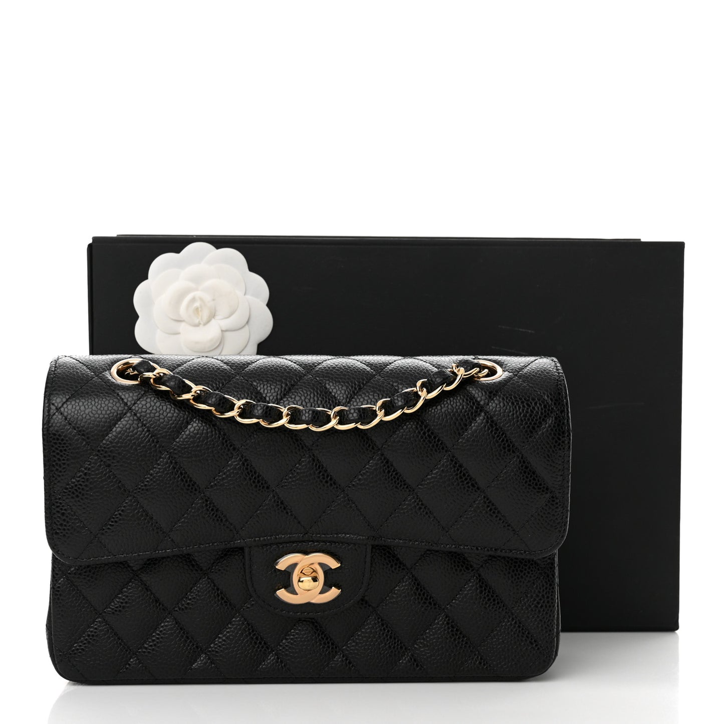Caviar Quilted Small Double Flap Black