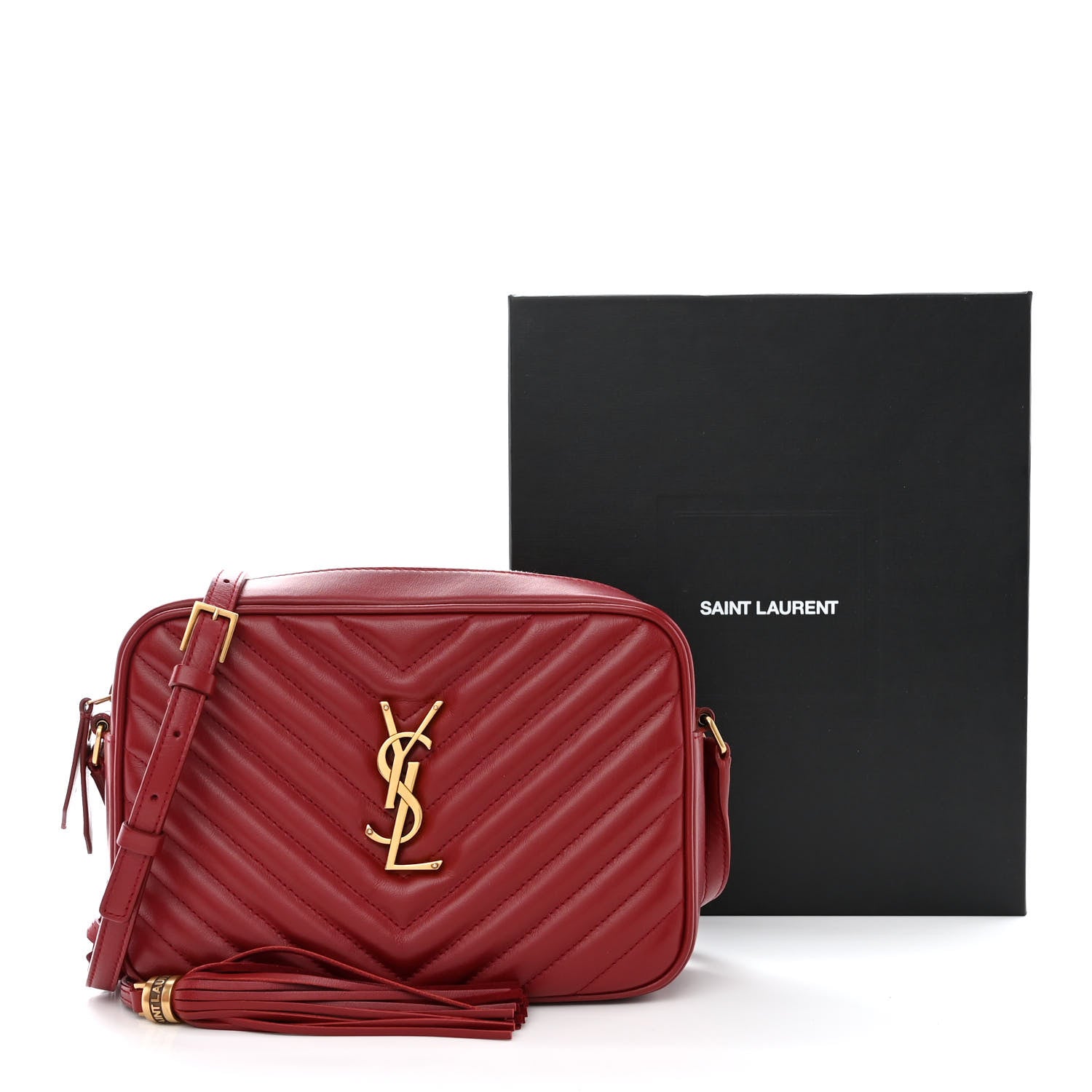 Saint Laurent Calfskin Matelasse Monogram Lou Camera Bag Rouge Eros 13 of 13