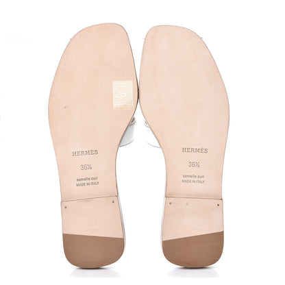 Hermes Box Calfskin Oran Sandals 36.5 White 5 of 9