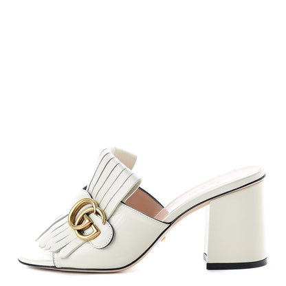 Gucci Malaga Kid GG Marmont Fringe 75mm Slide Sandals 37 Mystic White 1 of 9