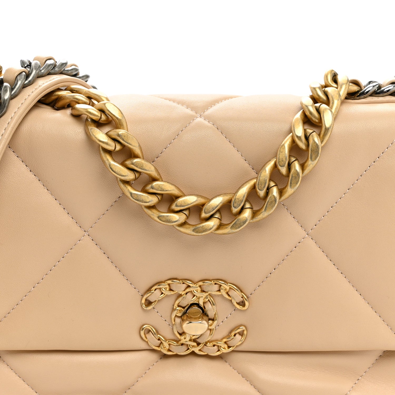 Chanel Lambskin Quilted Medium Chanel 19 Flap Light Beige 7 of 11