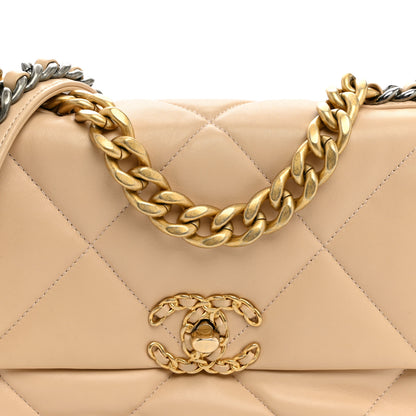 Chanel Lambskin Quilted Medium Chanel 19 Flap Light Beige 7 of 11