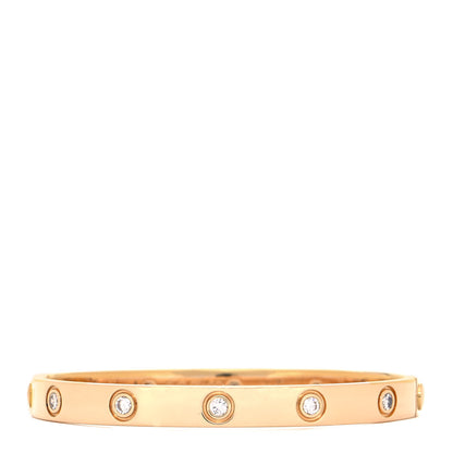 Cartier 18K Yellow Gold 10 Diamond LOVE Bracelet 17 1 of 5
