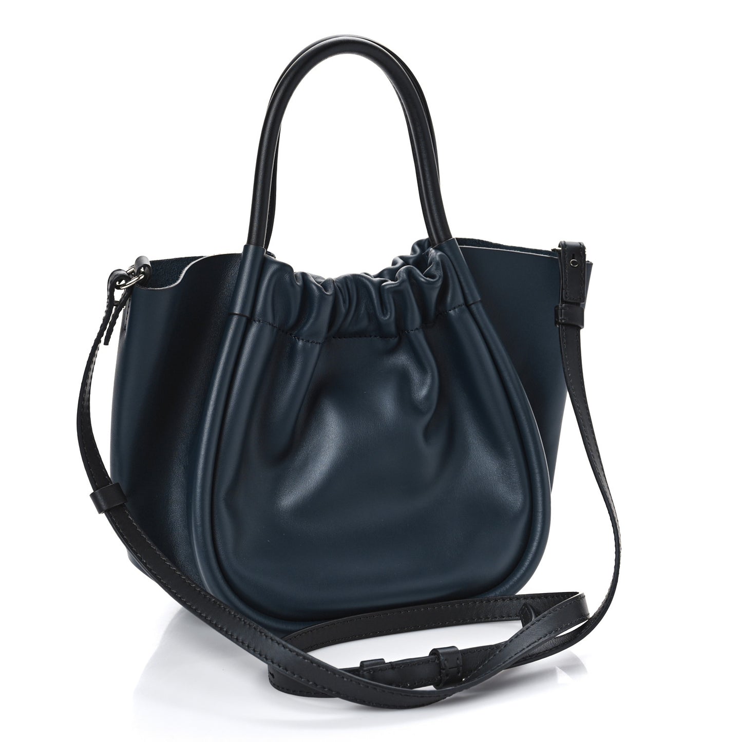 Calfskin Small Ruched Tote Navy