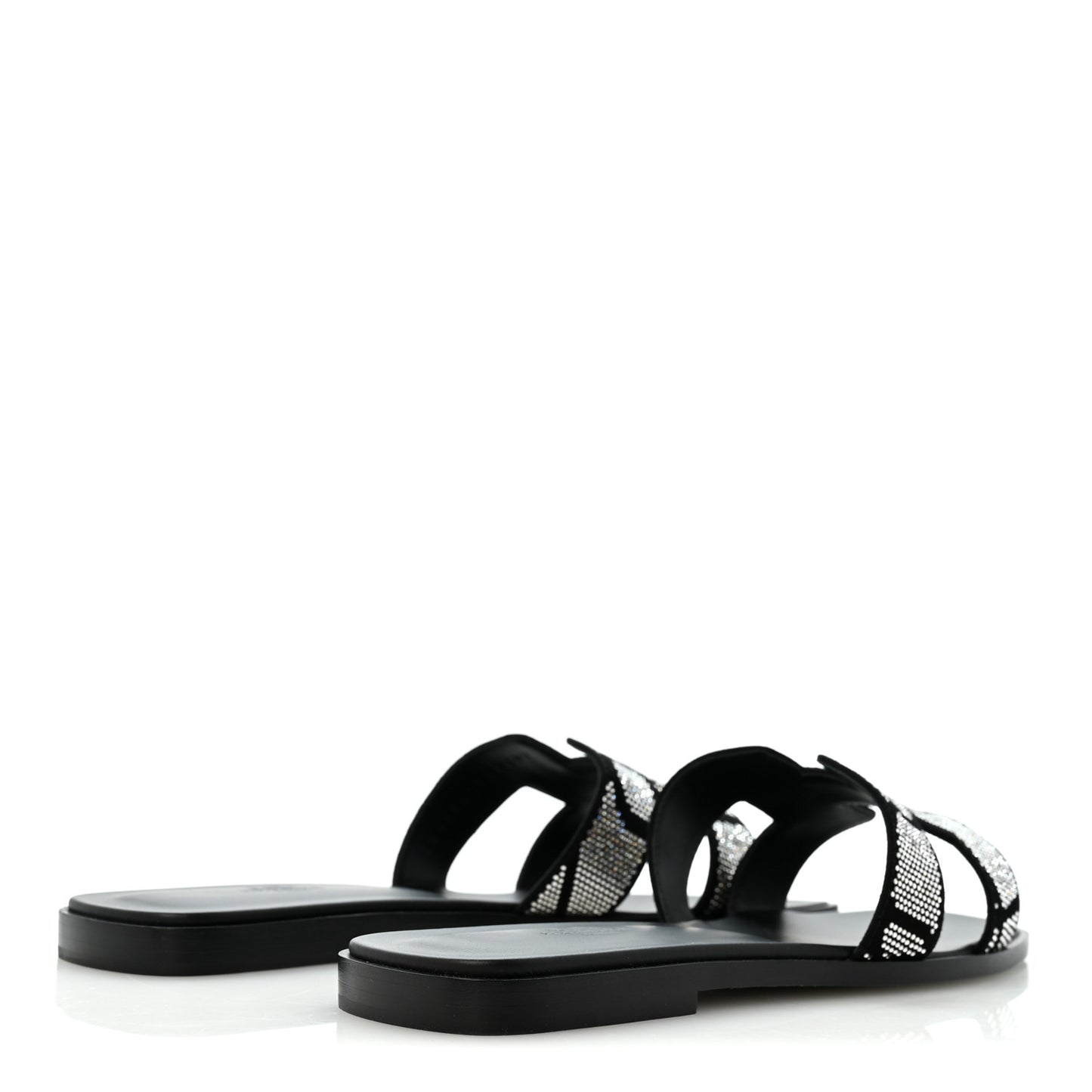 Suede Goatskin Crystal Figure Artistique Oran Sandals 40 Black Cristal