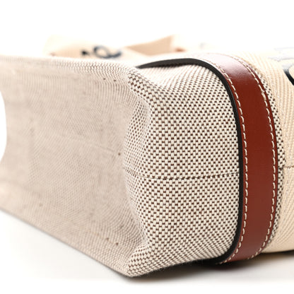 Chloe Cotton Calfskin Small Woody Ribbon Tote White Brown 9 of 10