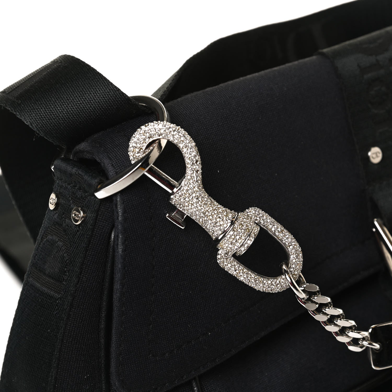 Christian Dior Silk Jersey Crystal Hardcore Clutch Black 15 of 17