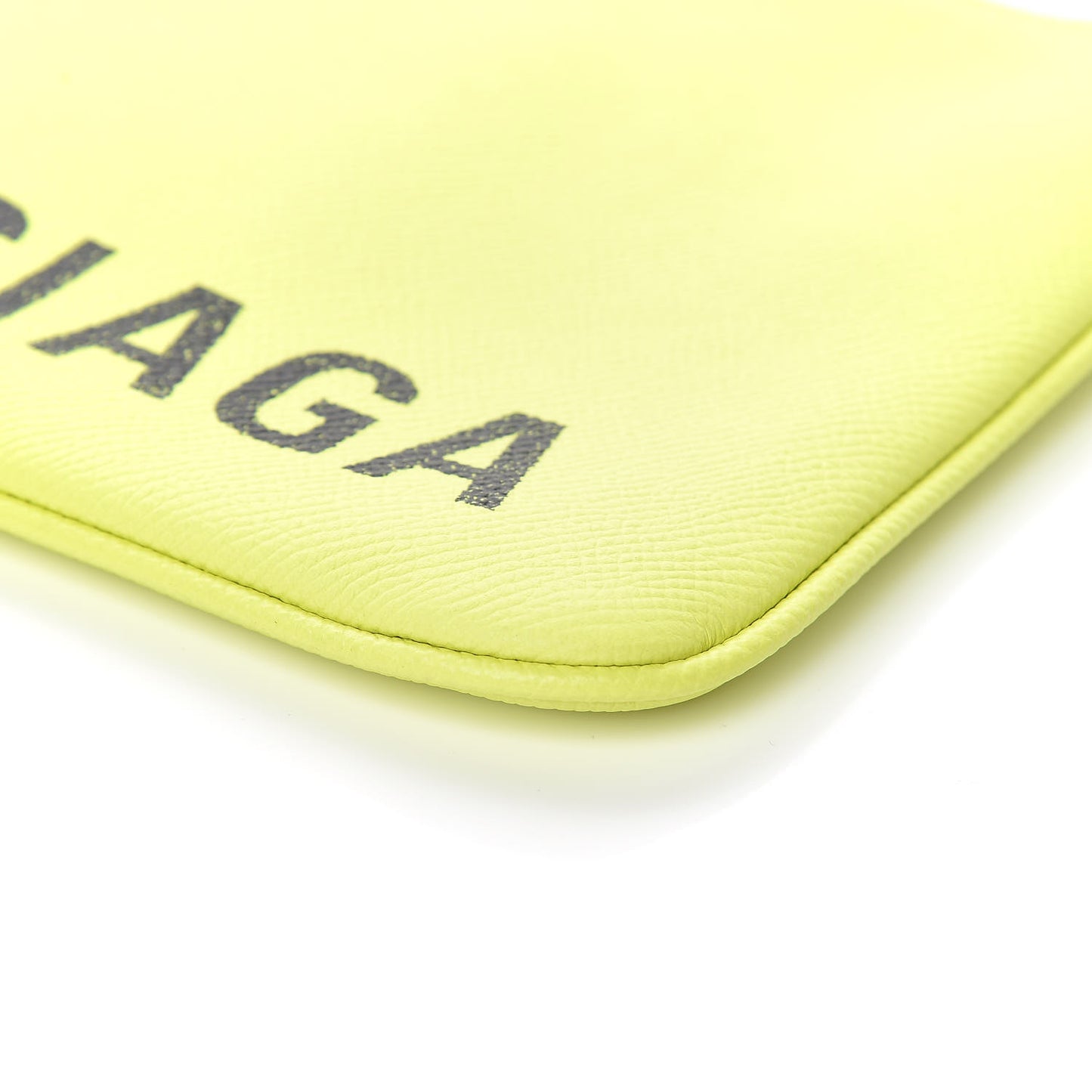 Grained Calfskin Logo Ville Zip Pouch M Acid Green Black