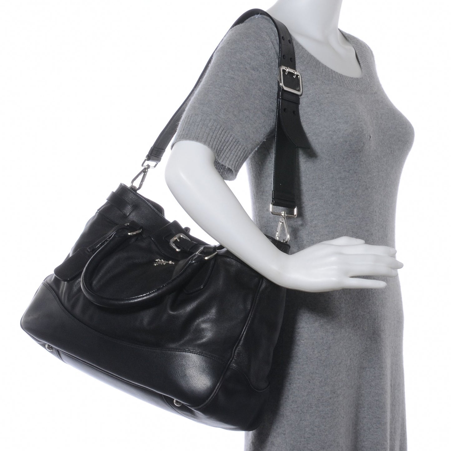 Vitello Soft Shopping Tote Nero Black