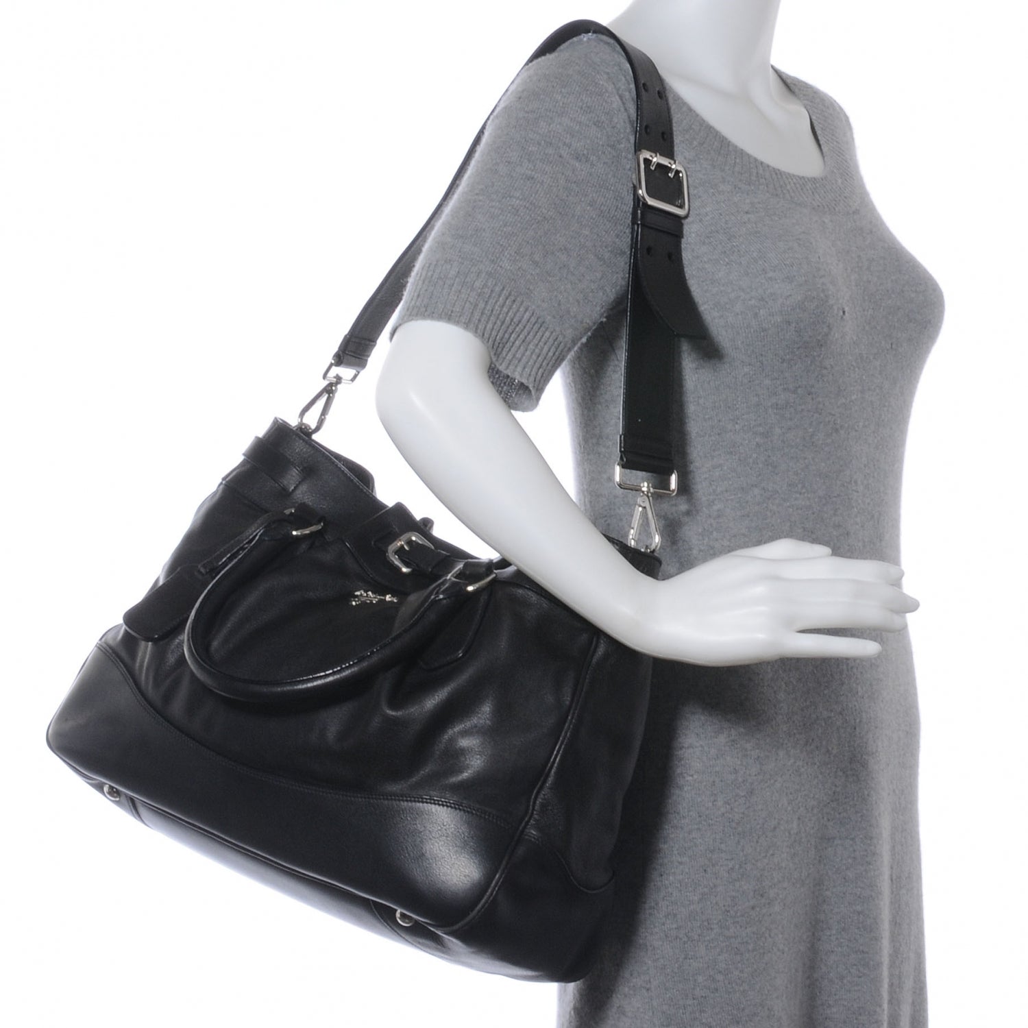 Prada Vitello Soft Shopping Tote Nero Black 2 of 9