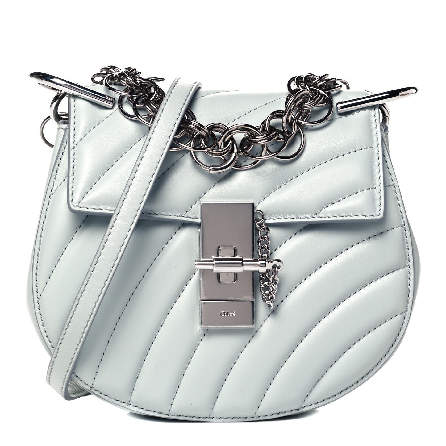 Calfskin Quilted Mini Drew Bijou Shoulder Bag Airy Grey