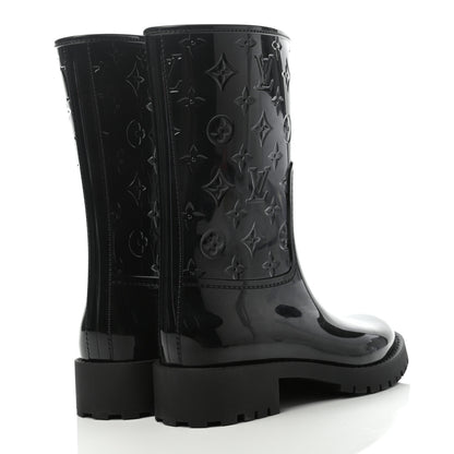 Louis Vuitton Rubber Embossed Monogram Drops Flat Half Boots 36 Black 4 of 8