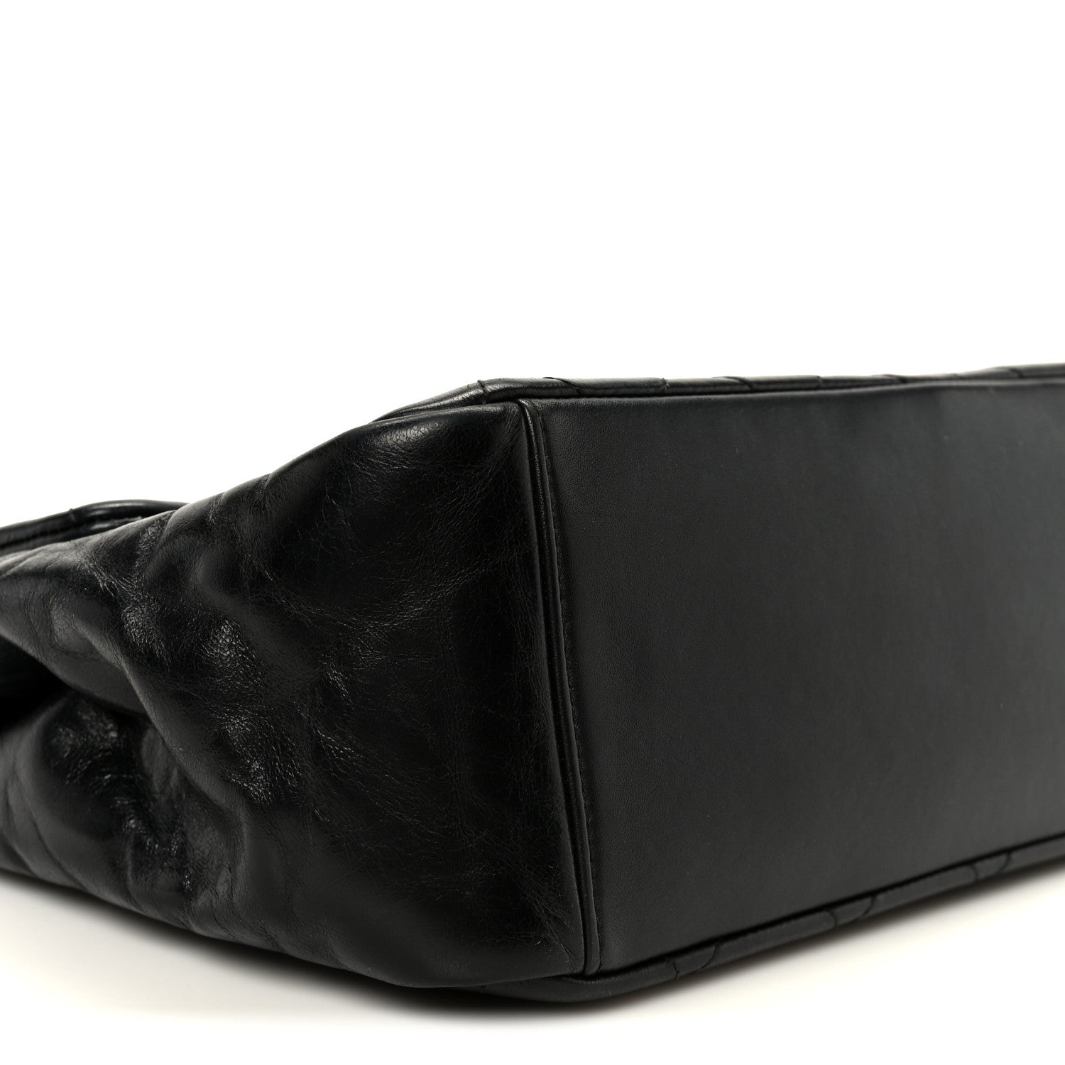 Chanel Glazed Calfskin Quilted Large Gold Bar Top Handle Flap Black 10 of 11