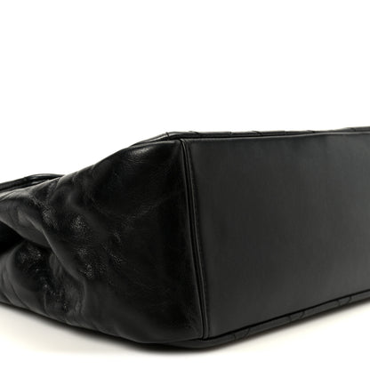 Chanel Glazed Calfskin Quilted Large Gold Bar Top Handle Flap Black 10 of 11