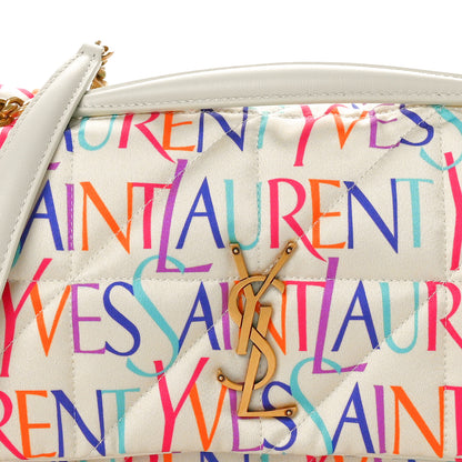 Saint Laurent Silk Carre Rive Gauche Print Patchwork Monogram Medium Jamie Multicolor White 8 of 10