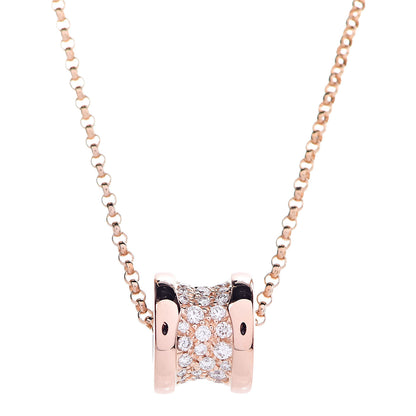 Bulgari 18K Rose Gold Diamond Small B.Zero1 Pave Pendant Necklace 4 of 8