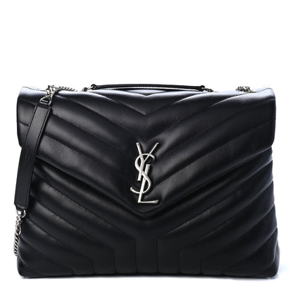 Saint Laurent Calfskin Y Quilted Monogram Medium Loulou Chain Satchel Black 1 of 4