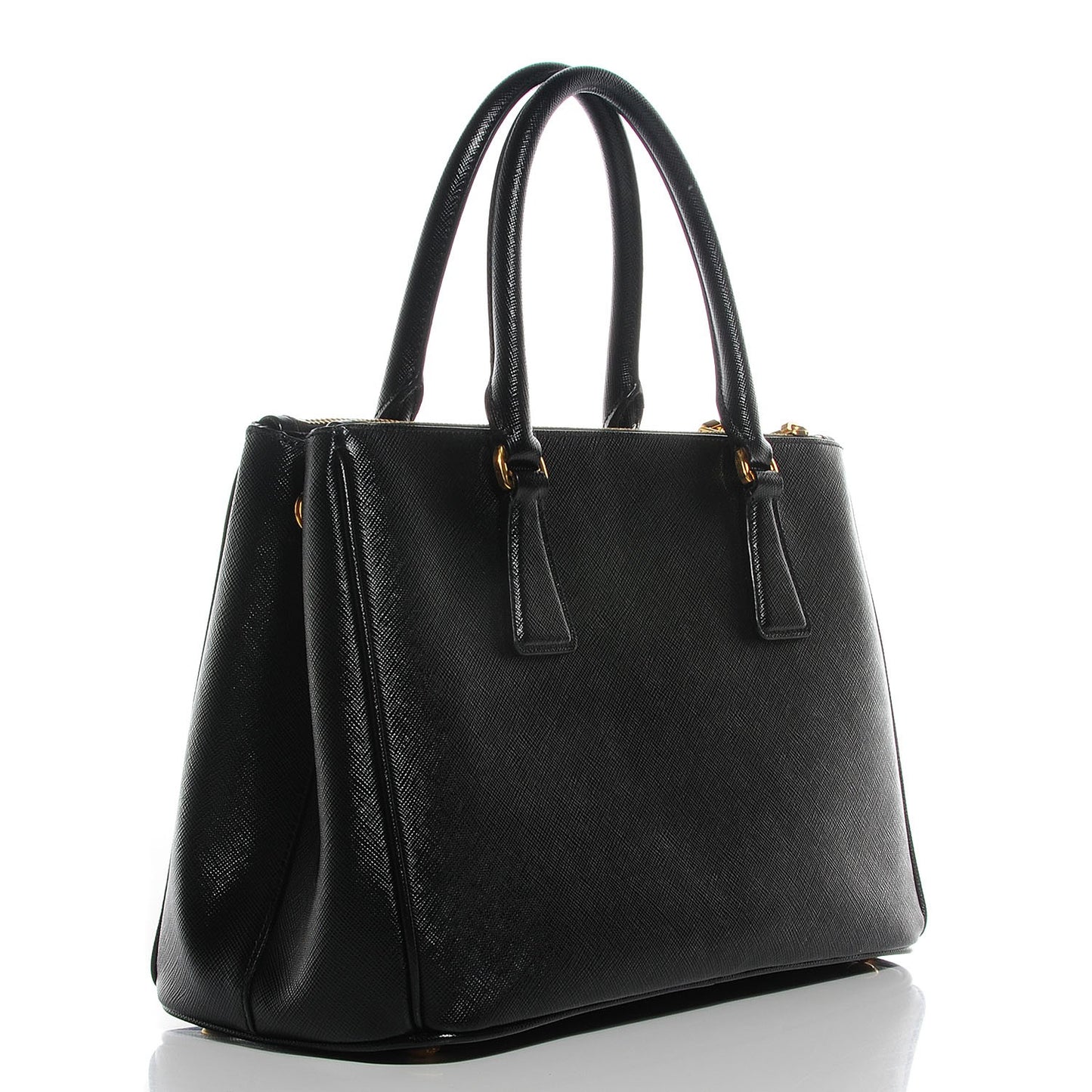 Saffiano Lux Small Double Zip Tote Nero Black