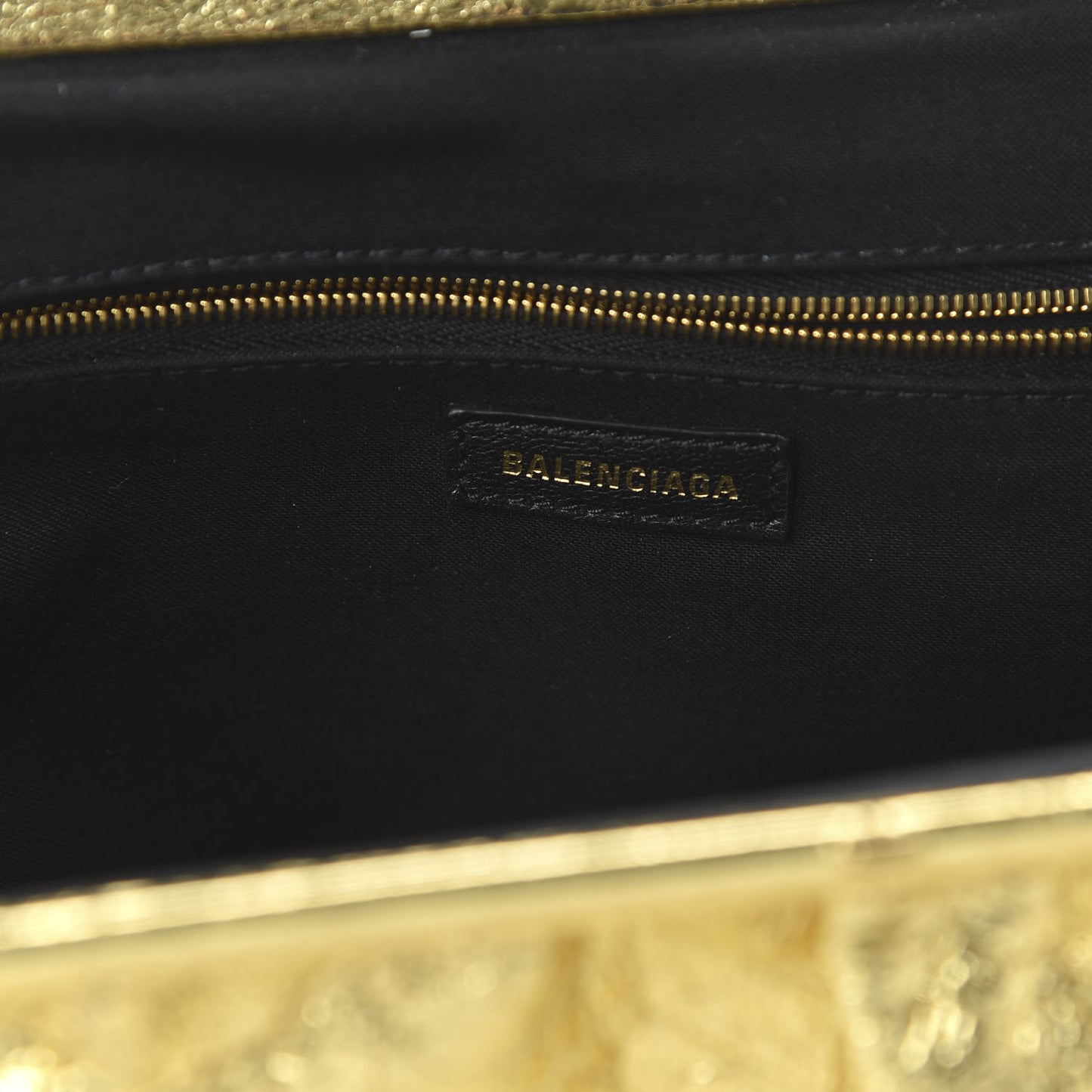 Metallic Textured Calfskin Logo XL Cloud Clutch Gold