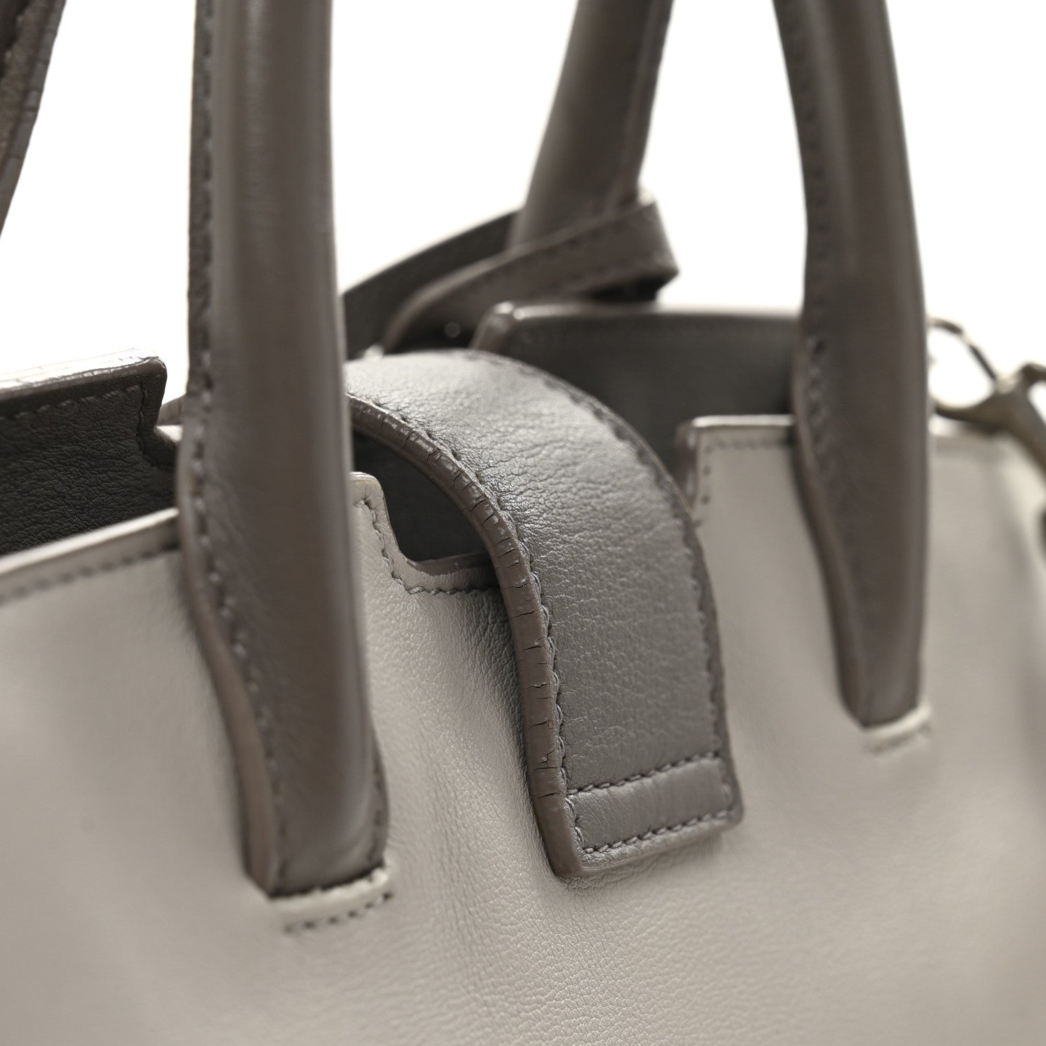 Saint Laurent Calfskin Suede Baby Monogram Downtown Cabas Grey 11 of 11
