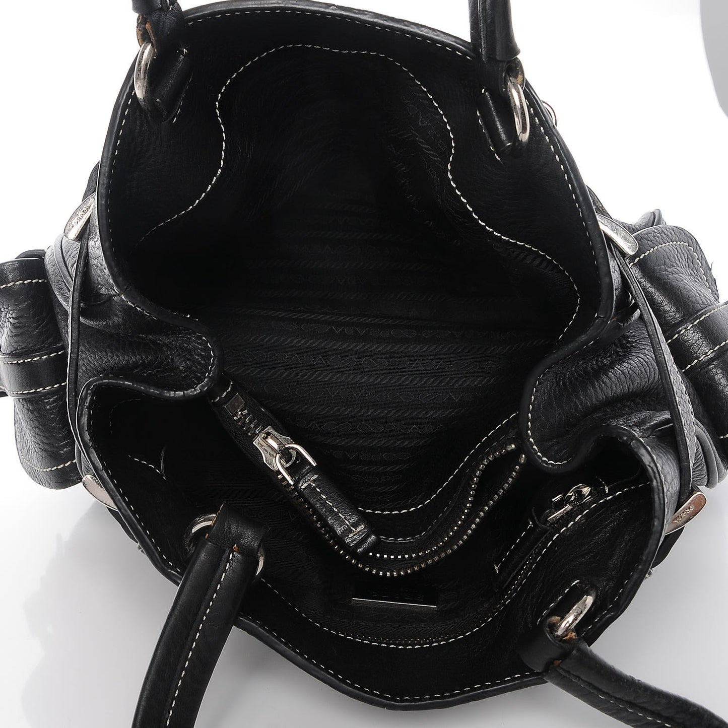 Vitello Daino Side Pocket Tote Black