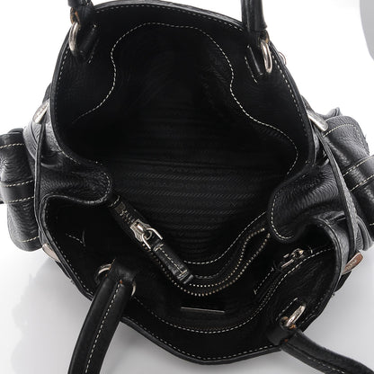 Prada Vitello Daino Side Pocket Tote Black 16 of 20