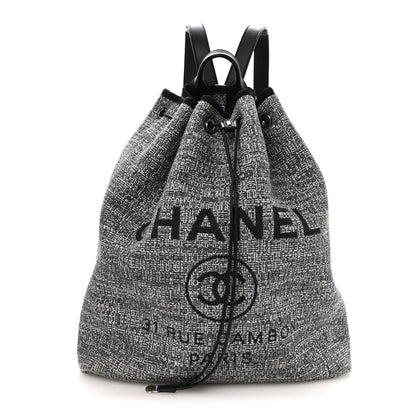 Chanel Canvas Large Deauville Backpack Charcoal 1 of 9
