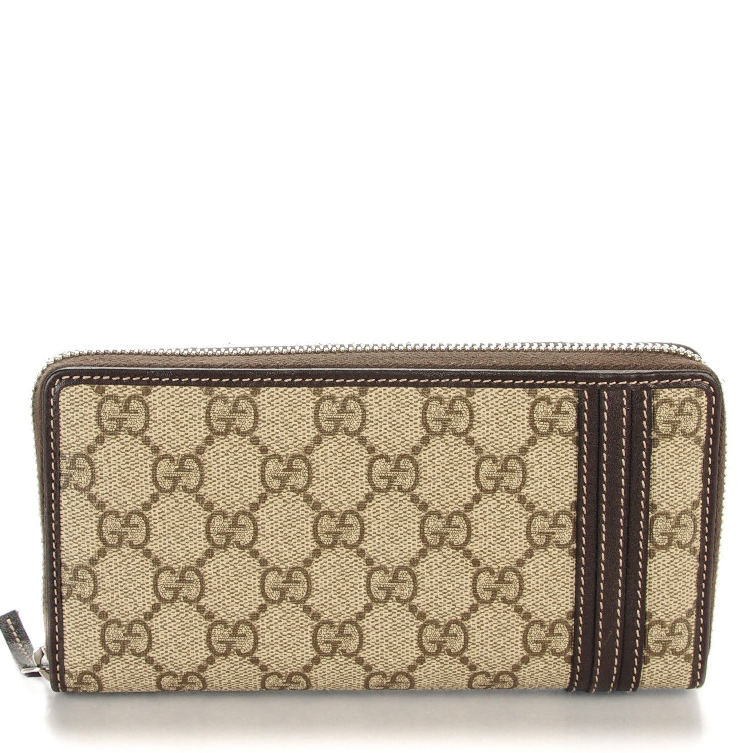 Gucci Monogram GG Supreme Zip Around Wallet Cocoa 1 of 7