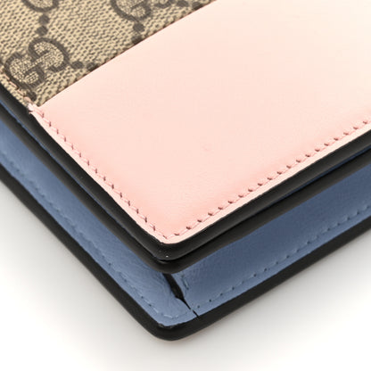 Gucci GG Supreme Monogram Textured Dollar Calfskin Mini GG Marmont Chain Wallet Light Pink Blue Beige 11 of 13