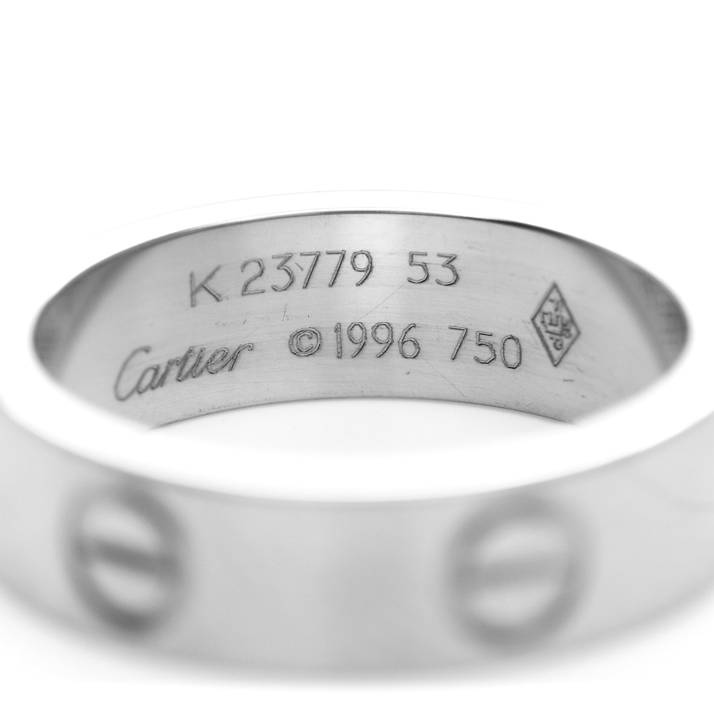 18K White Gold 5.5mm LOVE Ring 53 6.25