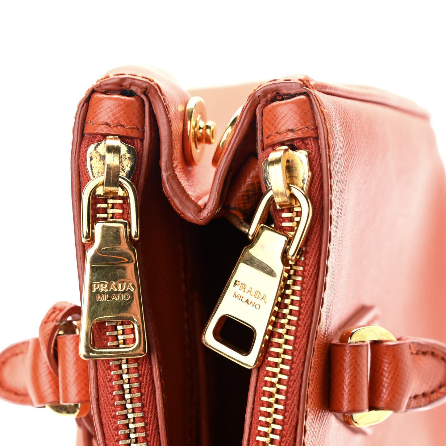 Saffiano Mini Galleria Double Zip Tote Papaya