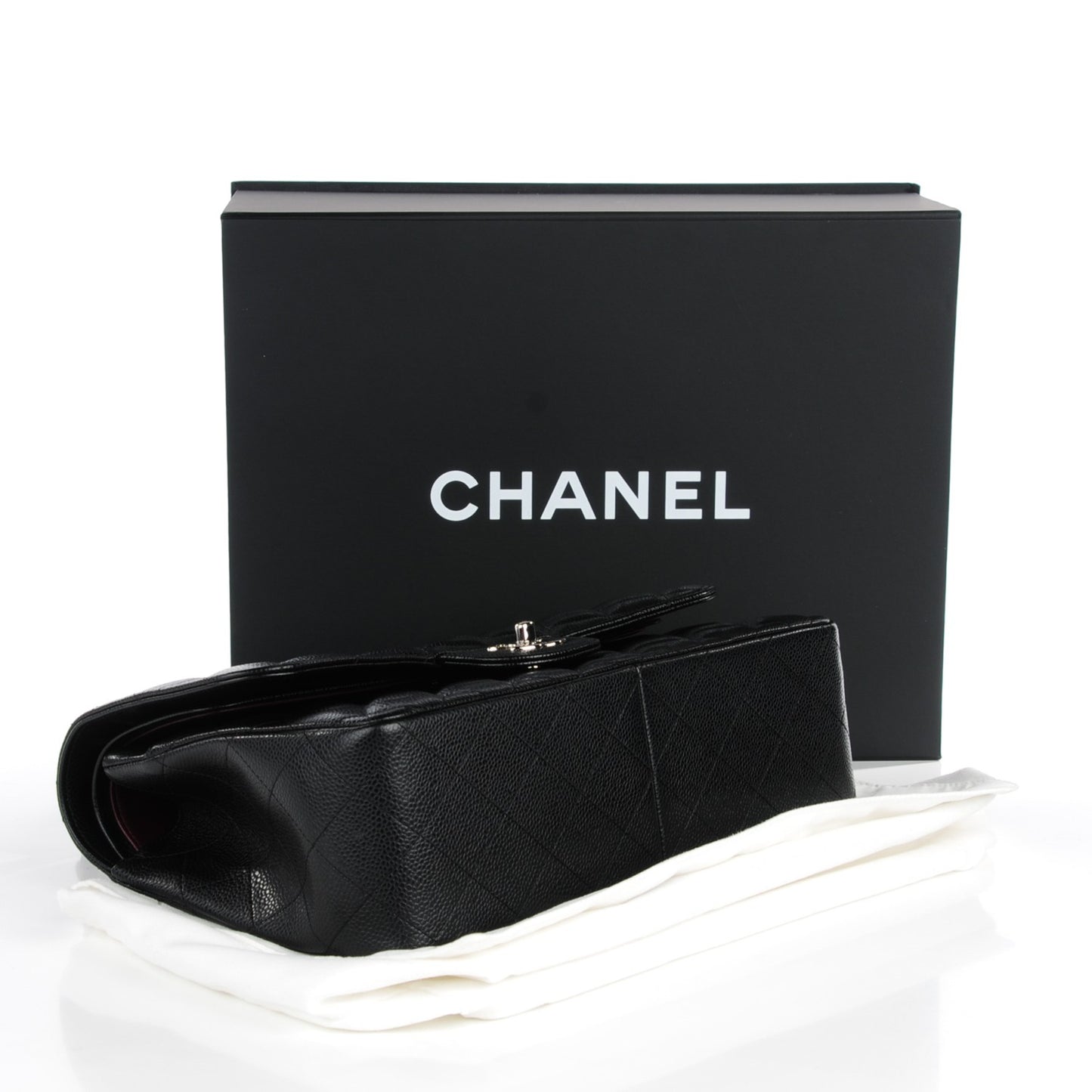 Caviar Quilted Jumbo Double Flap Black